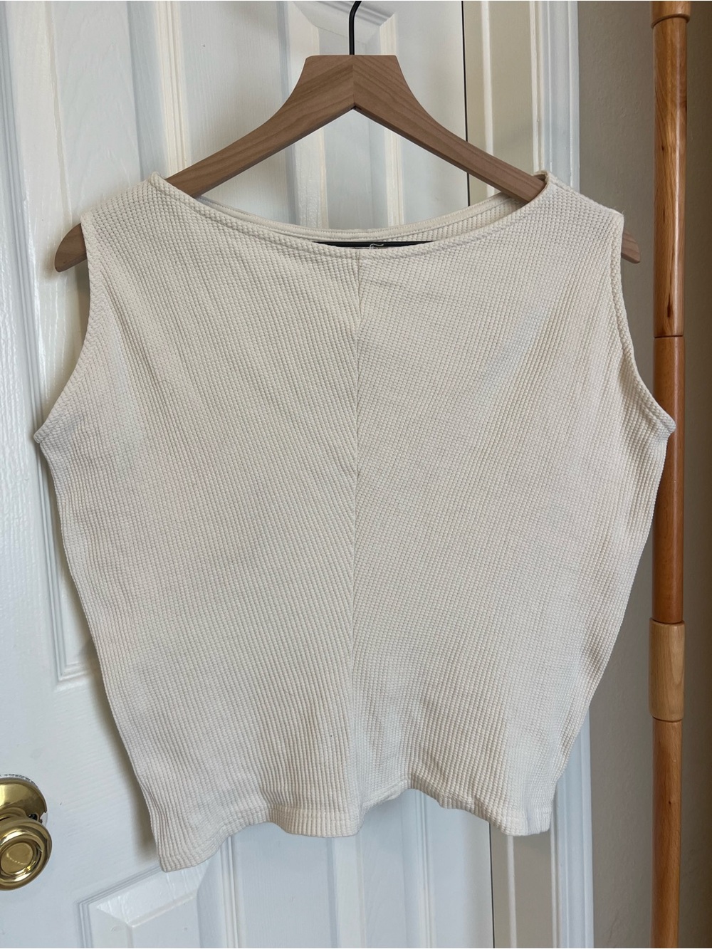 St. Agni Cream Ribbed Sleeveless Tank Top